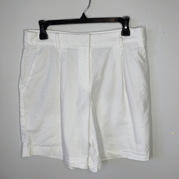 LOFT Peyton Trouser Shorts Womens 4 White Pleated 7" Inseam Mature Sophisticated - Picture 14 of 16